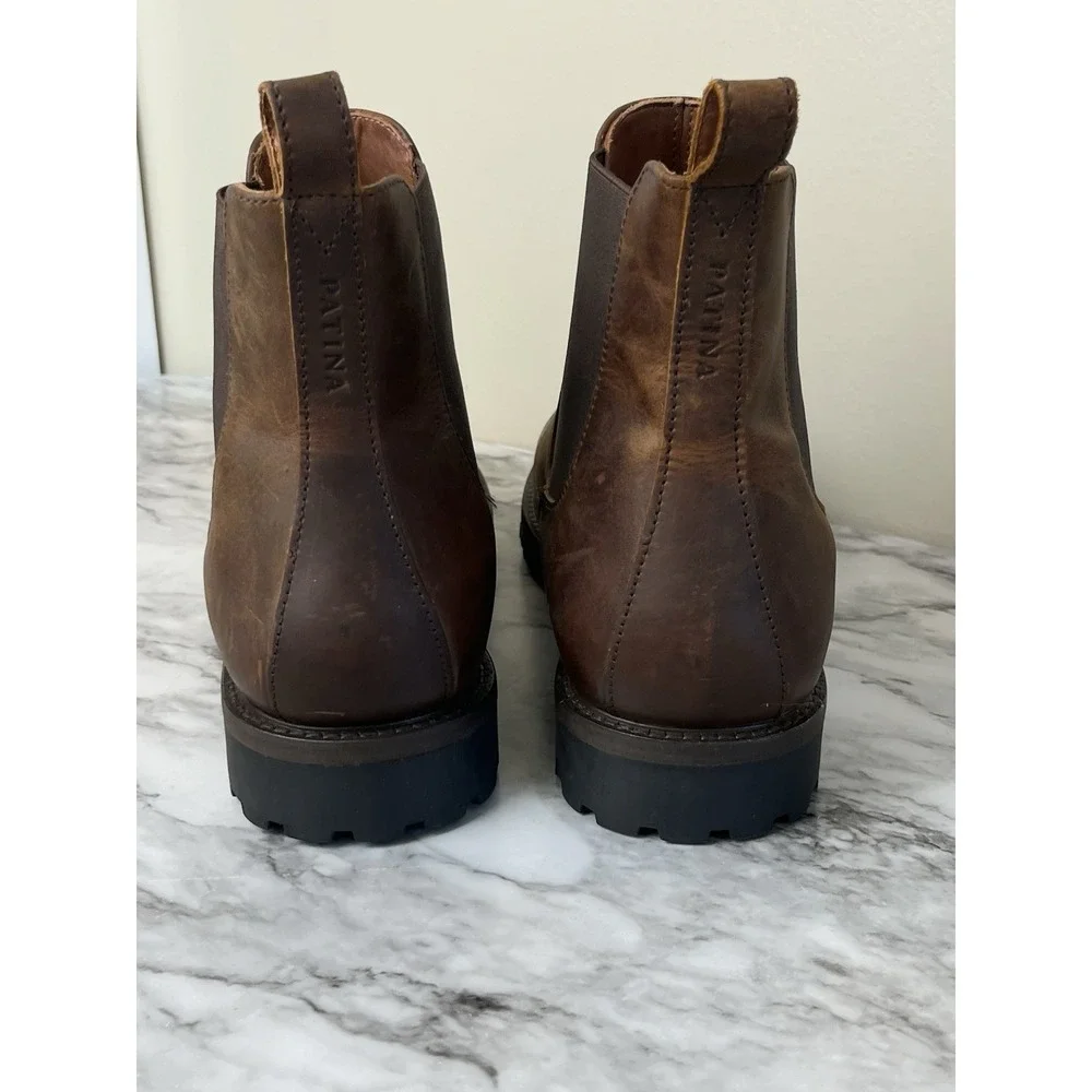 PORTLAND LEATHER Patina Footwear Chelsea Boots Men's Brown Size 11.5 Hipster